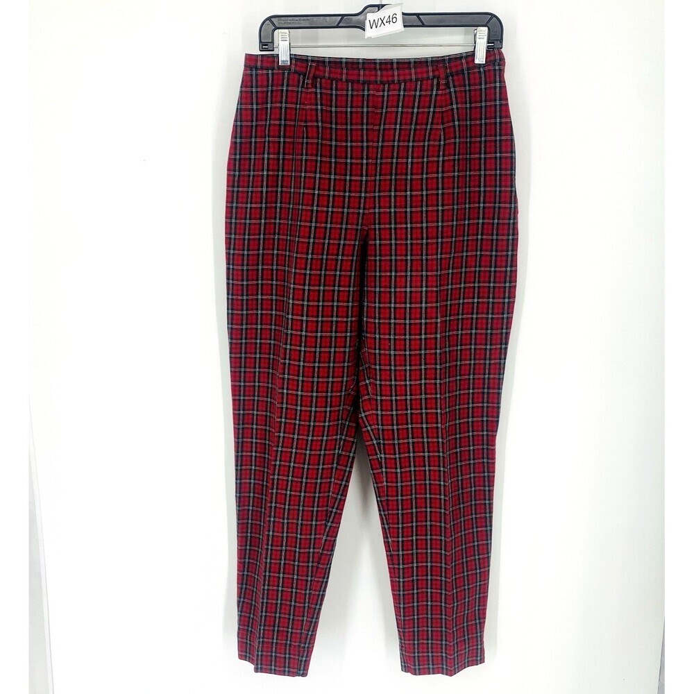 Vintage Gap Red Tartan Plaid High Waist Tapered Trouser Cotton Size 10 Grunge